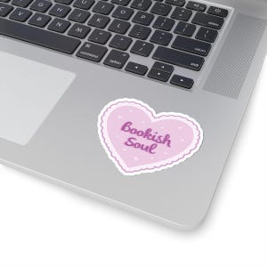 Bookish Soul Kiss-Cut Stickers, Cute Book Lover Gift, Aesthetic Laptop Sticker, Heart Shaped Decor, Reading Accessories