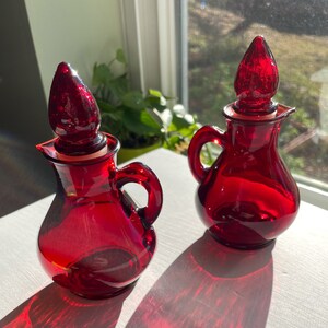 Vintage Avon Bottle, Strawberry Bath Foam Glasses, Strawberry Shaped Tops, Set of 2
