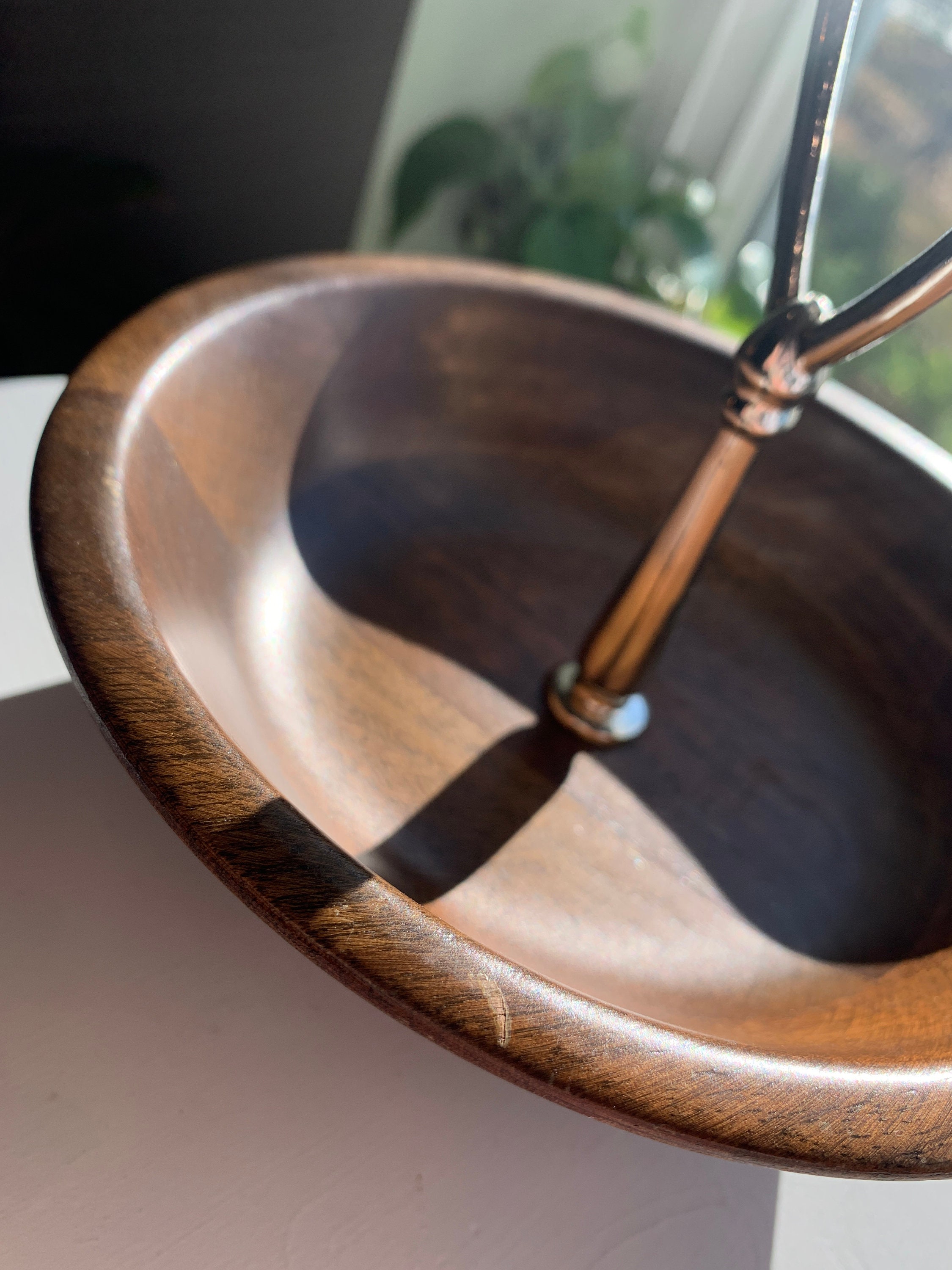 Vintage Walnutware Wood Bowl, Lebanon Supply Co, Silver Handle, Nuts