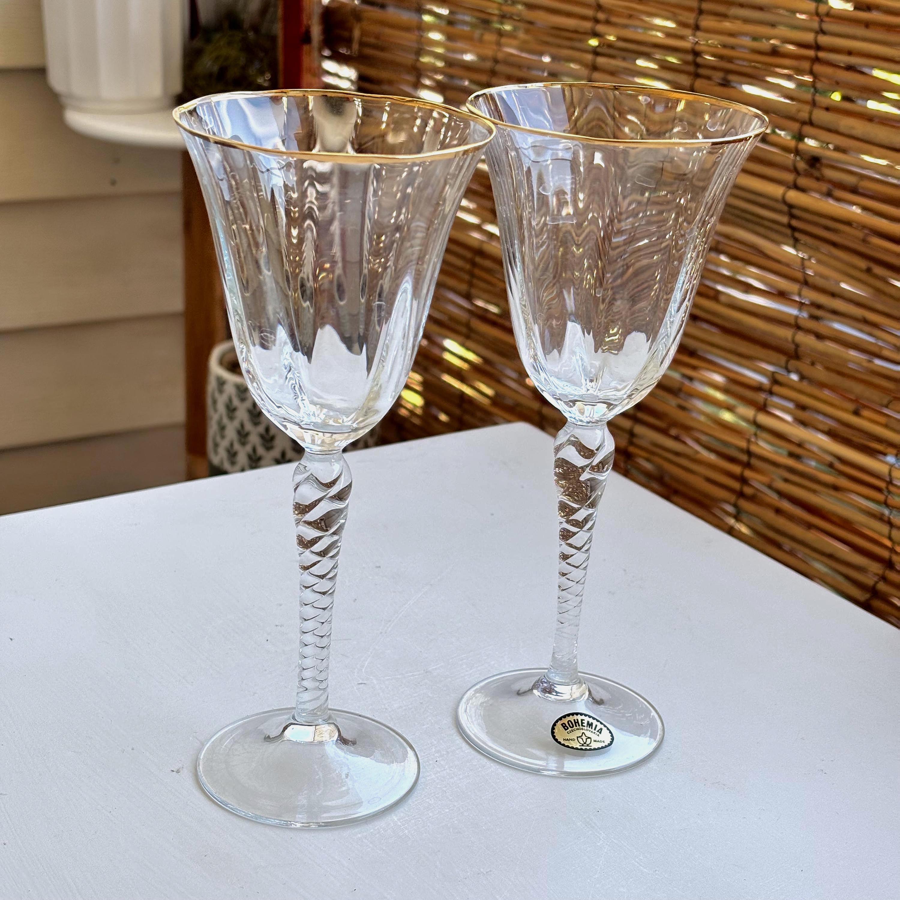 Gold rim bohemia glass - Etsy 日本