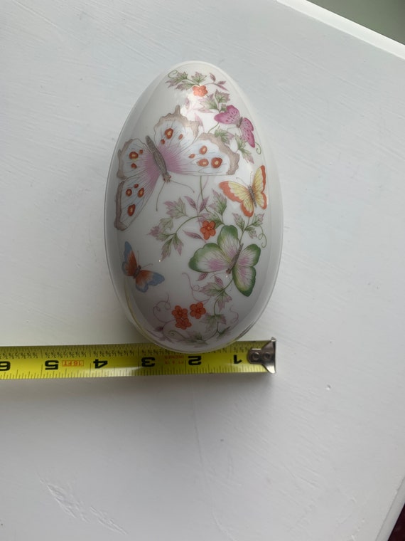 Vintage Avon Egg Shaped Trinket with Floral and B… - image 9