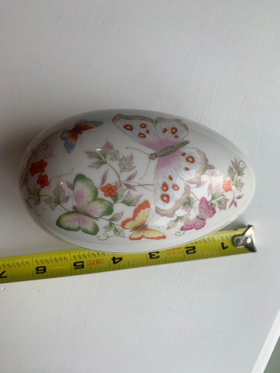 Vintage Avon Egg Shaped Trinket with Floral and B… - image 8