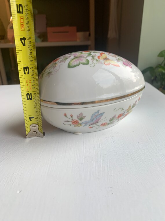 Vintage Avon Egg Shaped Trinket with Floral and B… - image 10
