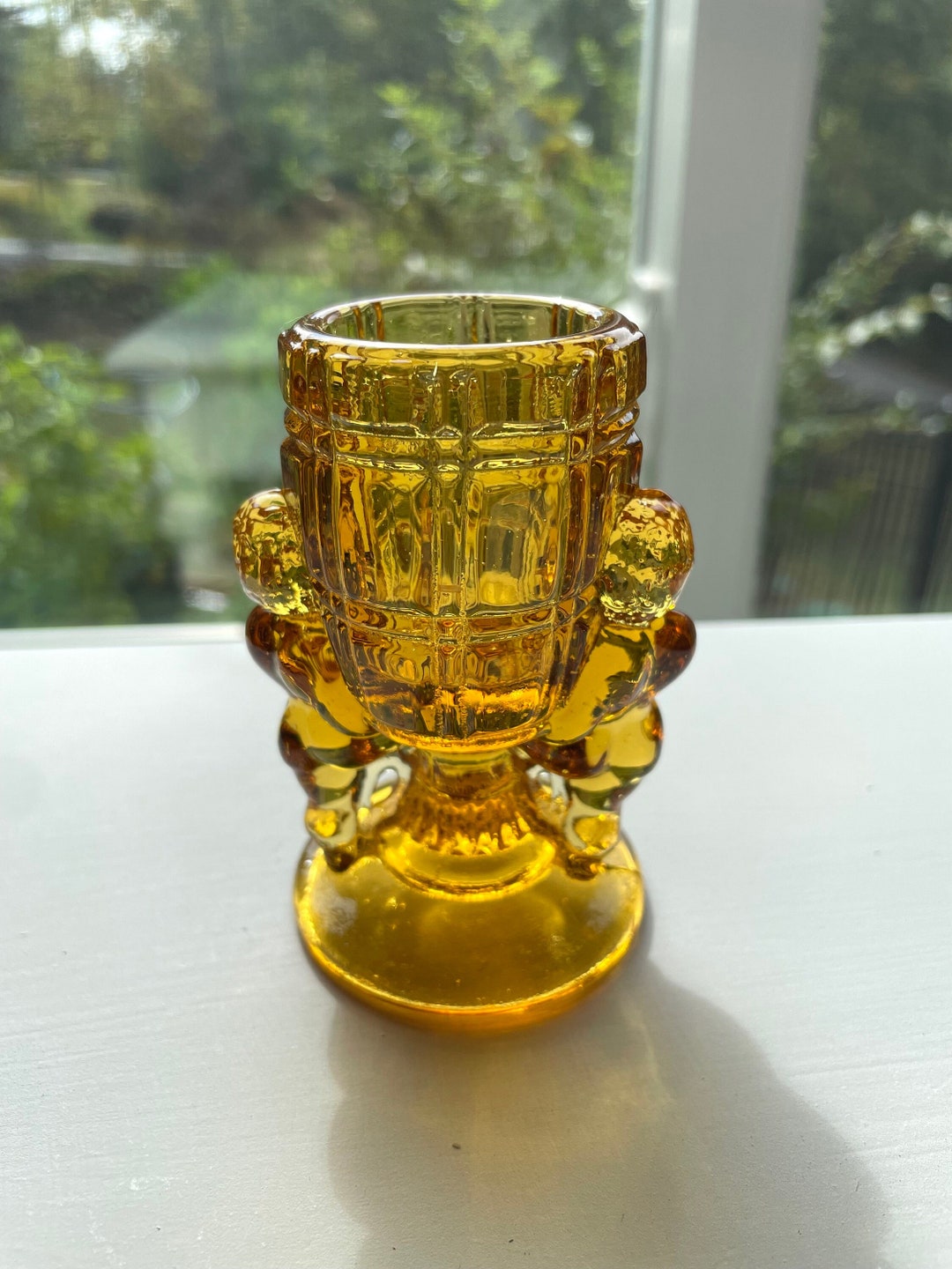 Vintage Mckee Pressed Glass peekaboo Amber Cherub Etsy