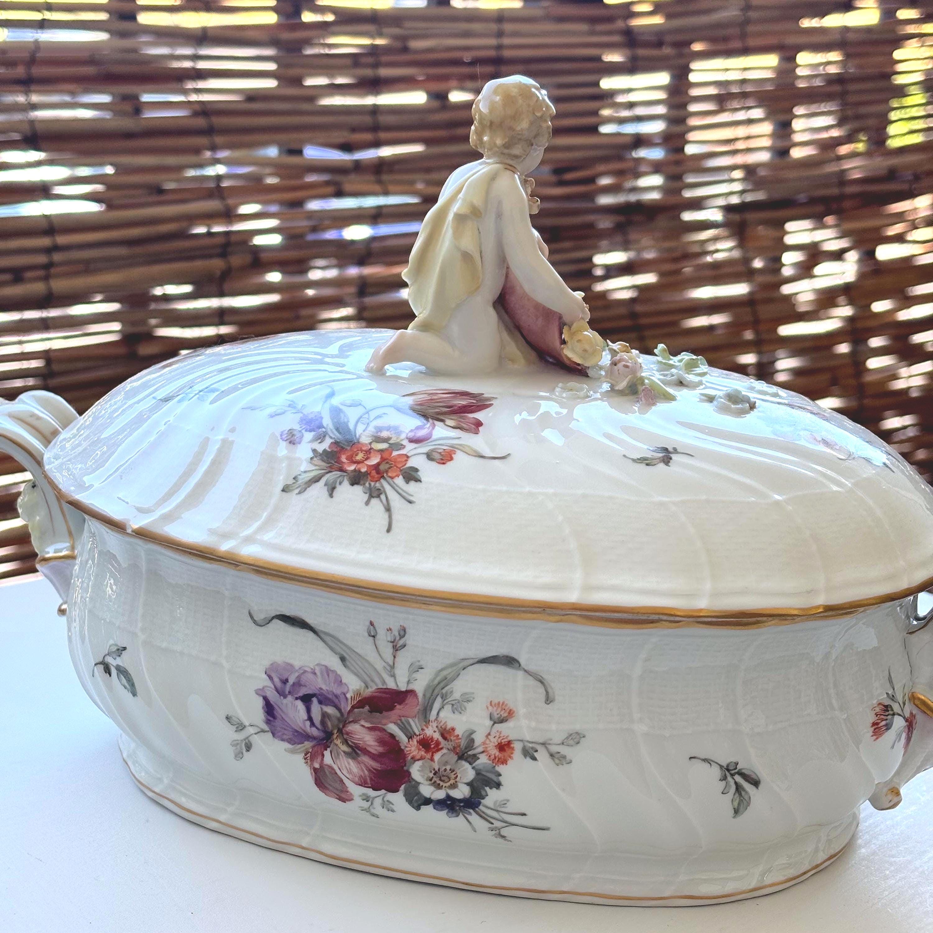 アンティークKPMベルリン磁器スープチュリーン：豊穣の角を持つ天使の