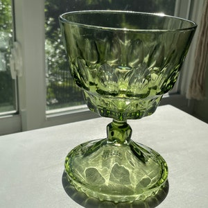 Vintage Hazel Atlas Avocado Green Pedestal Candy Dish, Green Vintage Avocado Colored Glassware, Retro Glassware