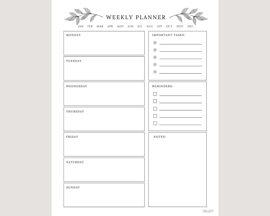 Weekly Planner Printable to Do List, Weekly Schedule Template ...