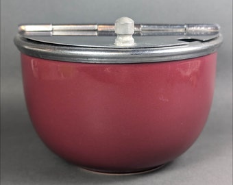 Hall China Maroon Flip Top Bowl - Small, classic, collectible color, mid-century style, 1930s-1970s, cafe china, diner china, hotel china