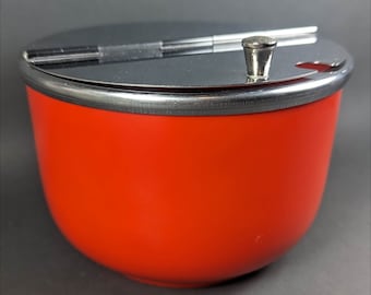 Medco - Large Flip Top Bowl - Orange red - diner sugar bowl - mid-century - cafe style