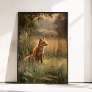 Red Fox Wall Art Print – Woodland Wildlife Poster, Red Fox Painting, Rustic Forest Animal Art, Cottagecore Wall Art, Fox Poster, Nature Art