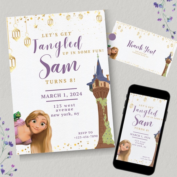 Rapunzel Birthday Invitation Disney Princess Invitation Template Tangled Editable Template Printable Digital Invite