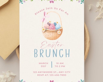 Easter Brunch Invitation Easter Egg Hunt Invitation Easter Party Invitation template Easter Sunday Easter Gift Tag