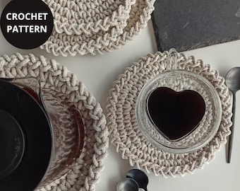 Schema all'uncinetto + tutorial - Set di 3 sottobicchieri in 3 diverse dimensioni