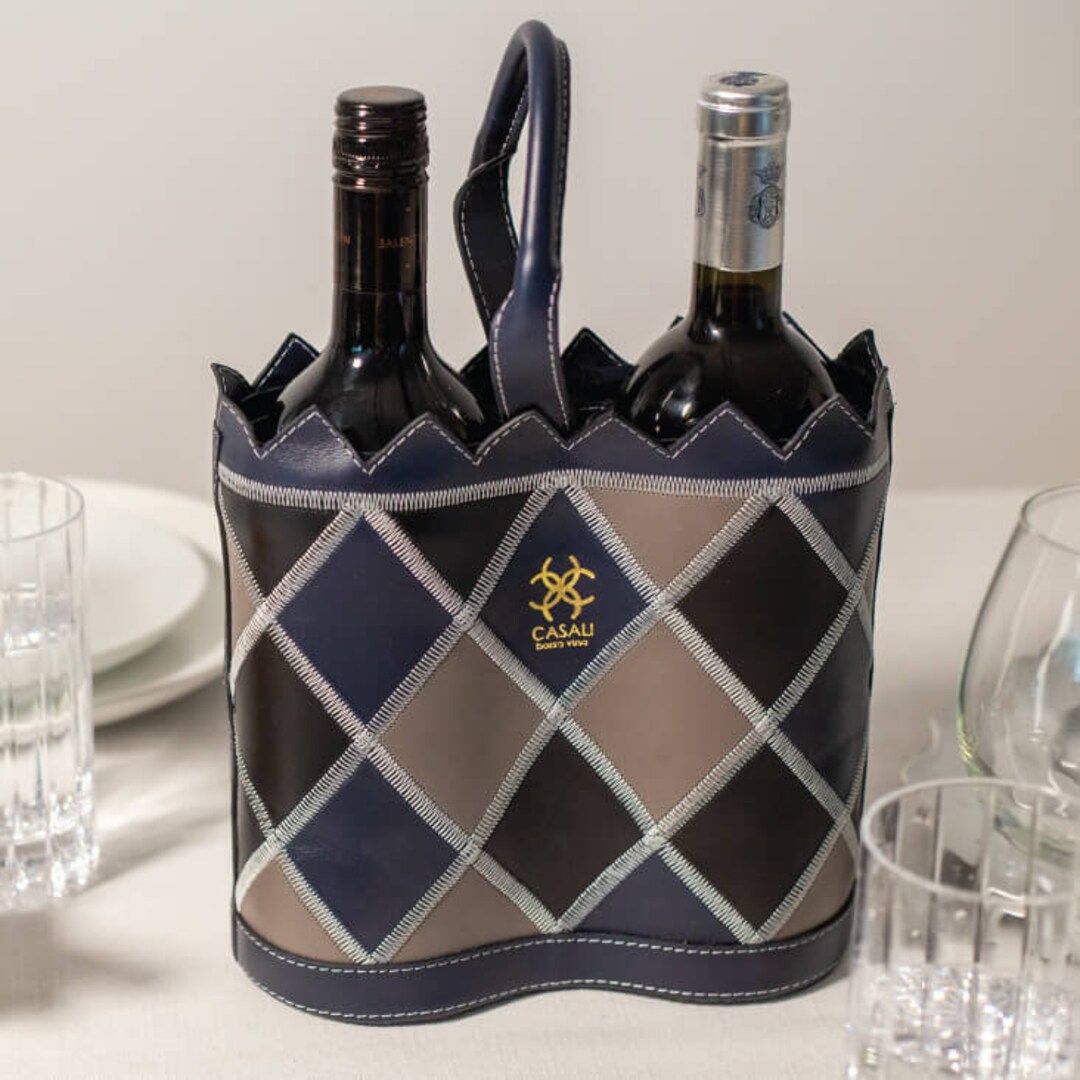 Two Bottle Wine Carrier, Two Bottle Leather Wine Tote, Wine Carrier Bag, Handmade Leather Wine ...