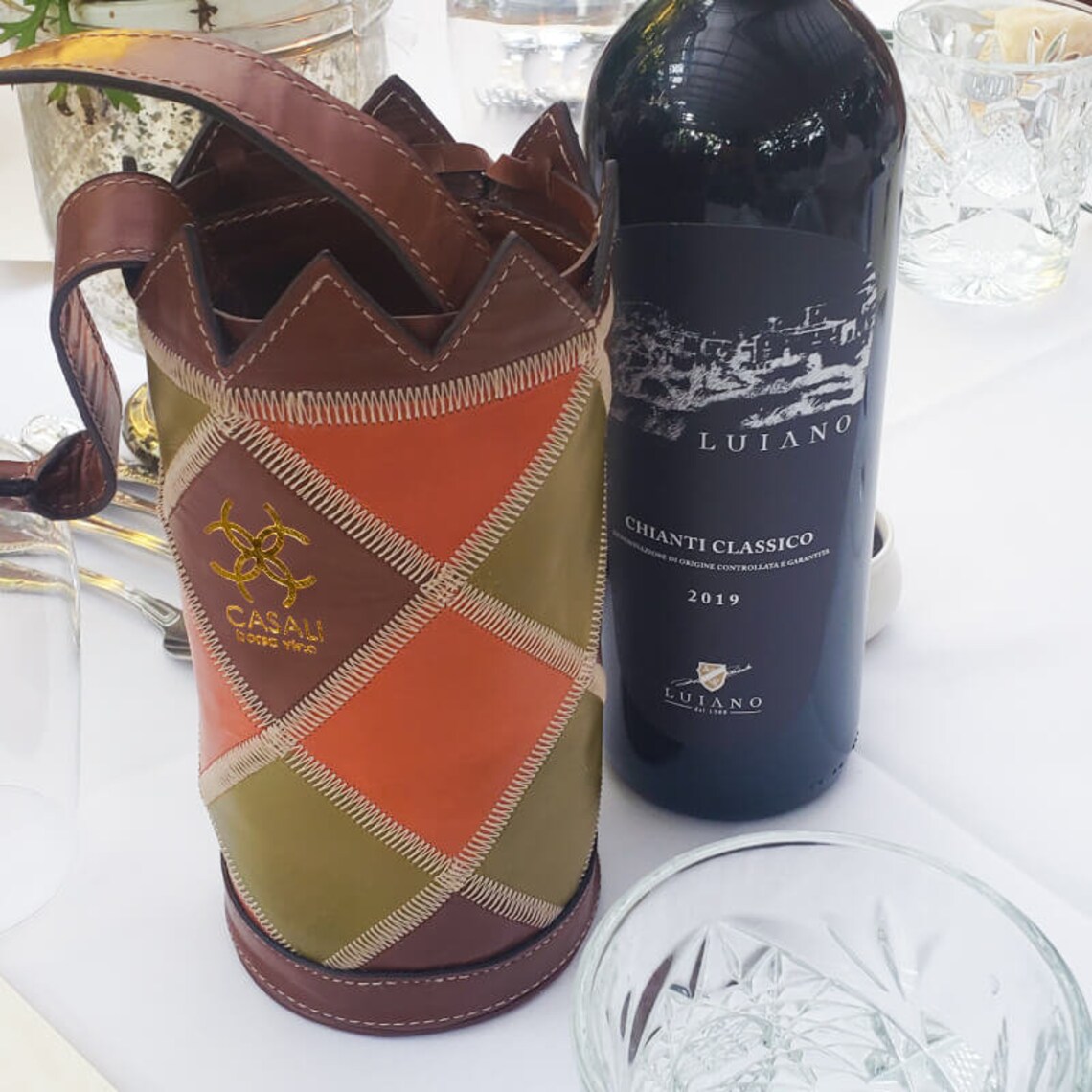Leather Wine Carrier 2 Bottle Black #36464 | IWA Wine - View #11