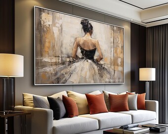 Ballerina 100% Hand Painted, Acrylic Abstract Oil Painting, Textured Painting, Wall Decor Living Room, Office Wall Art