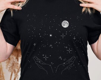 Celestial Moon and Stars t-shirt motivational shirt moon shirts universe shirts creation shirt new shirts divine shirt peace and love shirt