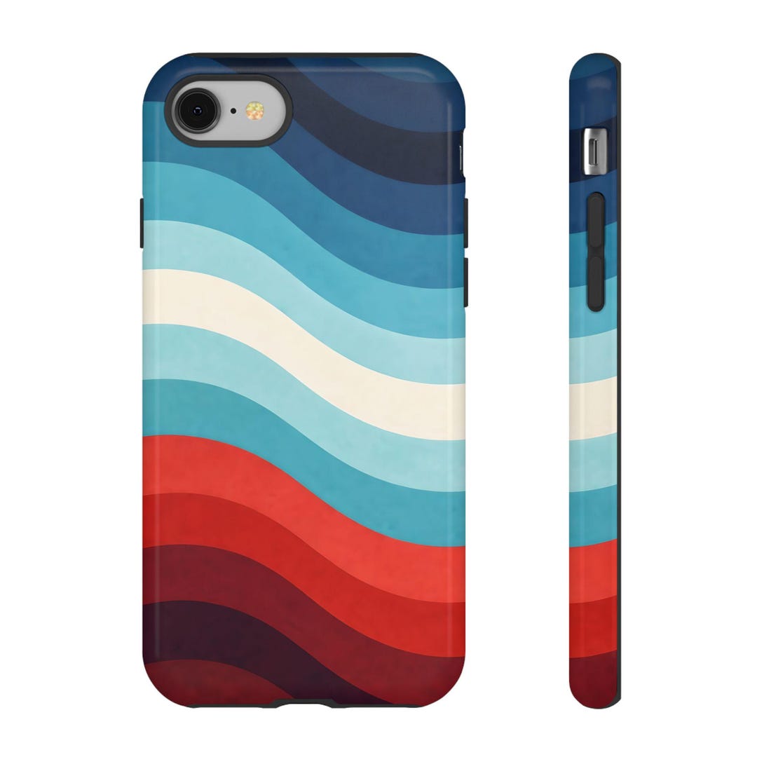 Retro Wavy Stripes Tough Case | Blue Red Gradient Phone Cover | iPhone ...