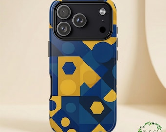 Geometric Blue Yellow Pattern phone case | Tough Case | iPhone Samsung Galaxy