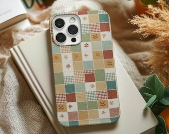 Funda para teléfono con estampado de hojas otoñales y patchwork otoñal para iPhone y Samsung Galaxy