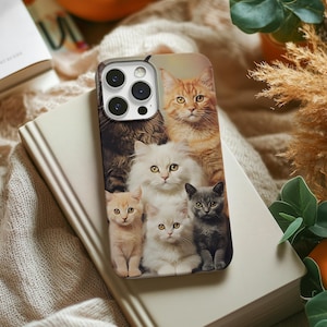 Cat Tough Phone Case for iPhone 16 15 14 13 12 11 8 Pro Max Plus & Samsung Galaxy, Protective Shell, Animal Lover Gift, Pet Owner Accessory