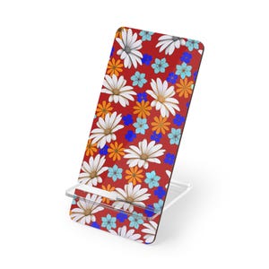 Retro Daisy Pattern Mobile Display Stand for Smartphones | Floral Phone Holder