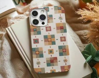 Funda resistente para teléfono con diseño de mosaico geométrico retro para iPhone y Samsung Galaxy