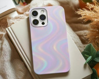 Iridescent Wavy Holographic Tough Phone Case | Pearlescent | iPhone Samsung Galaxy