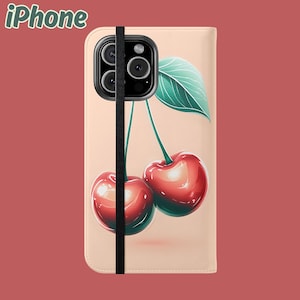 Cherry Blossom Flip Case, Cute Phone Wallet, Floral Phone Cover, Gift for Her, Summer Accessory, Phone Case for iPhone and Samsung Galaxy
