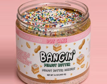 Dot Cake Peanut Butter Dessert, White Chocolate Peanut Butter with Vanilla Cake, Frosting, Marshmallow & Sprinkles, 16 oz