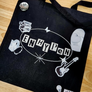 Cute enhypen tote bag, enhypen tote bag, vintage enhypen tote, black and white enhypen totebag