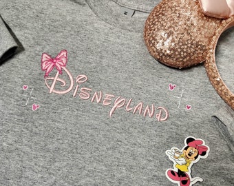 Disney coquette embroidered apparel, embroidered tshirt, embroidered crewneck, embroidered hoodie, Disney apparel