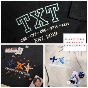 Embroidered t-shirt, crewneck, and hoodie. K-pop embroidered apparel