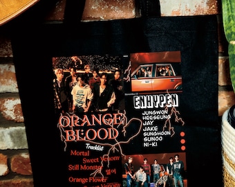 enhypen tote bag, enhypen orange blood tote bag, enhypen album tote, orange blood album tracklist