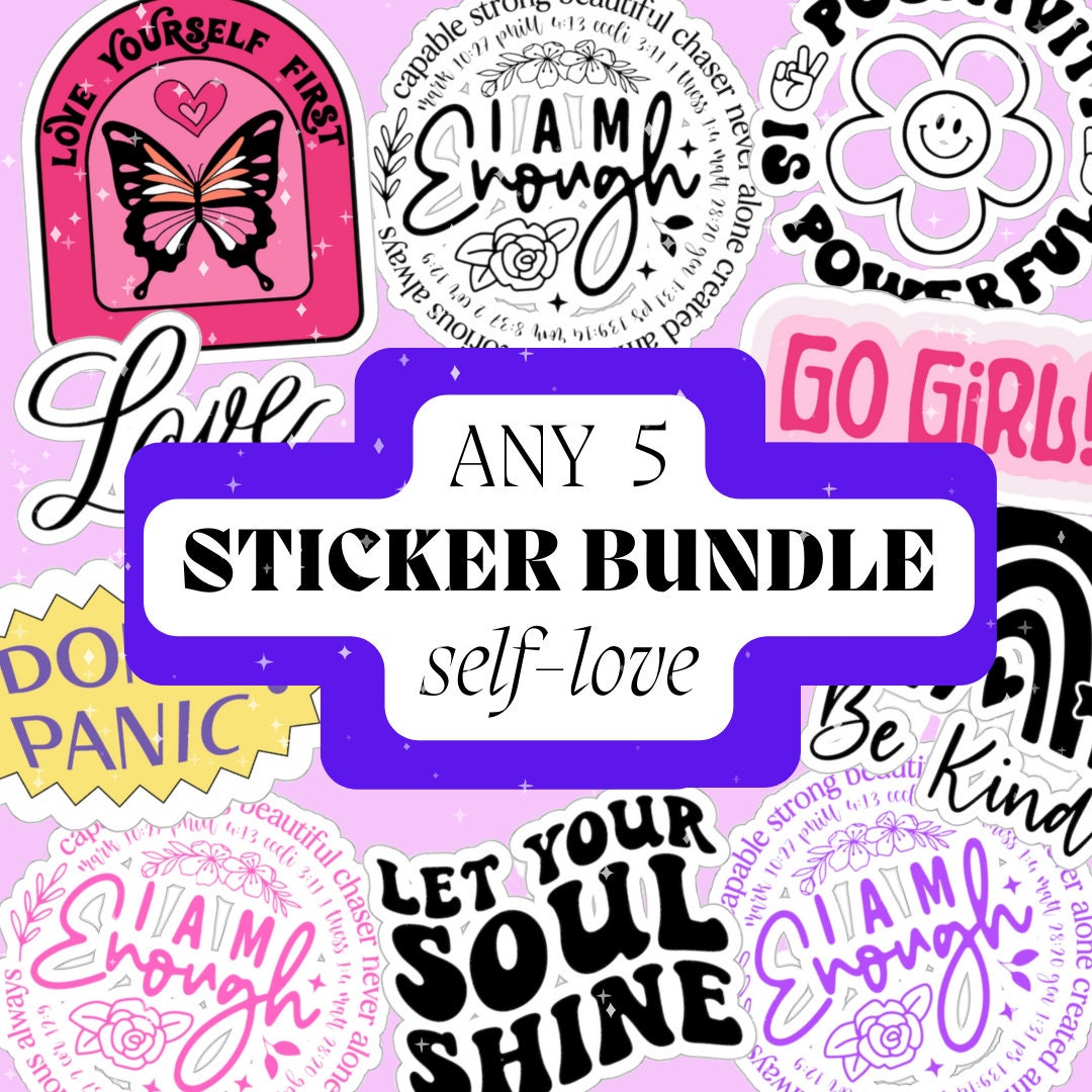 5 Self-love Sticker Bundle Pack Motivational Quotes Gift Retro Stickers ...