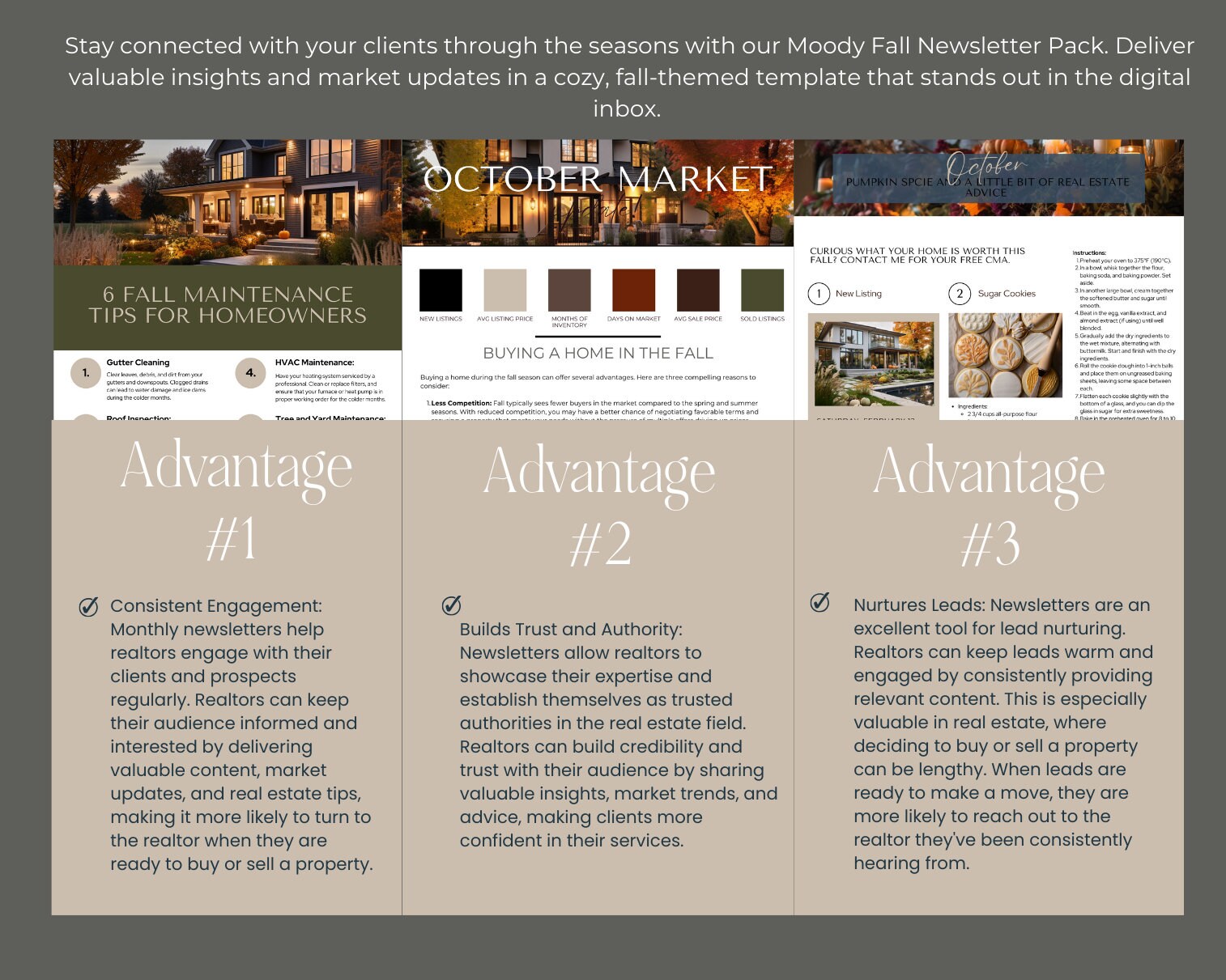 Monthly Real Estate Newsletter Templates November Editable in Canva