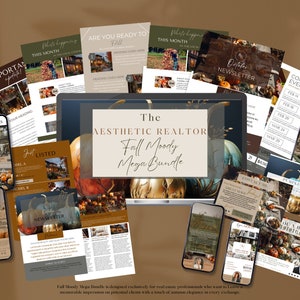 Fall Marketing Bundle, Newsletter, Business card, Email Marketing,  Autumn Flyer, Real Estate Fall Postcard, Realtor Branding Kit