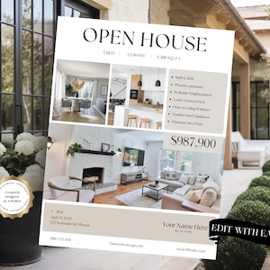 Open House Flyers Templates, Open House Presentation, Realtor, Real Estate, Digital Marketing