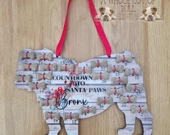 Countdown to Santa Paws English Bulldog Advent Calendar. Christmas Calendar. French Bulldog Advent Calendar. Pet Dog Christmas Gift.