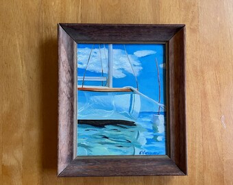 At the Dock- Original Ölgemälde auf Keilrahmen 12x14"