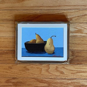 Bowl of Pears- Original signed oil painting antique frame 6x8 canvas board