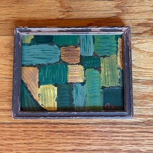 Hecken-Original signierte Ölgemälde antiken Rahmen 4x6 Leinwand Papier