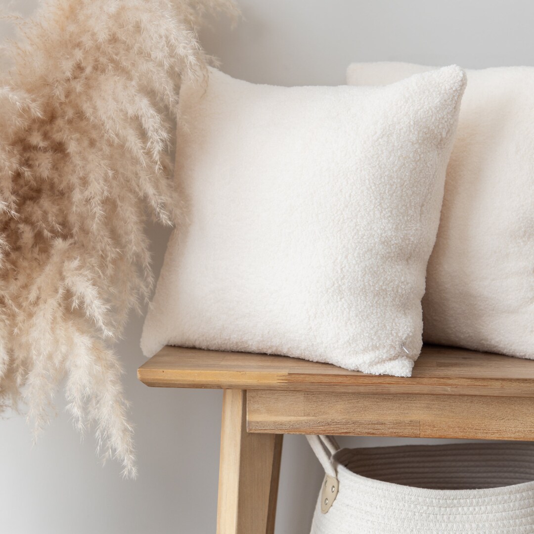 White Pillow Cover I Teddy Faux Fur Cushion Cover I Throw Pillows Case