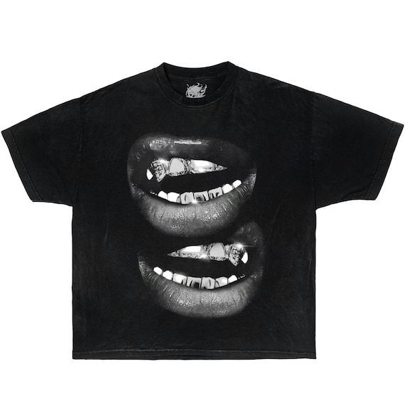 Grin Fang Mouth Garment-dyed Boxy Shirt Opium, Y2k, Fashion