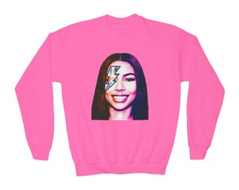 Sudadera juvenil Mariah Lightning Bolt con cuello redondo y gráfico retro