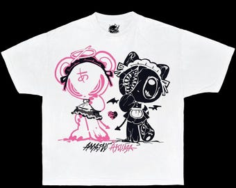 Camiseta cuadrada con gráfico espeluznante y lindo, y2k, ropa de calle, camiseta gráfica, vintage