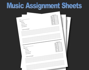 Music Assignment Sheets (Piano and other instrument lessons), Music Lesson Planner, Practice Tracker, Music Teacher Planner, Piano Printable