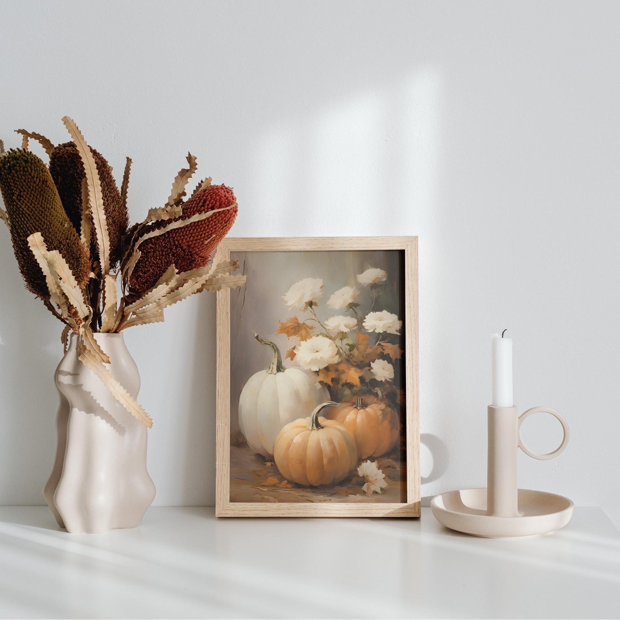 Fall Wall Decor Printable Pumpkin Still Life Painting Rustic Fall Art ...