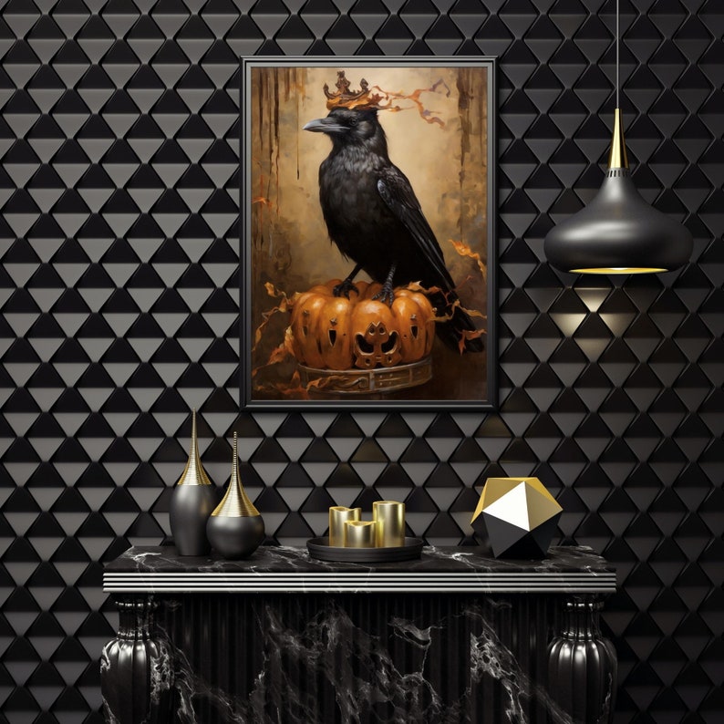 Crow Vintage Halloween Wall Art Printable Raven Art Corvidcore Etsy