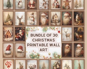 Vintage Christmas Print Set,Winter Gallery Wall Set,30 Christmas Prints, 50+ Halloween Prints,Christmas Print Bundle Set,Xmas Holiday Art